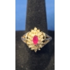 Image 1 : Vintage Women's 14K Gold Ruby and Diamond Cluster Ring - Size: 7.5 - Weight: 5.0g