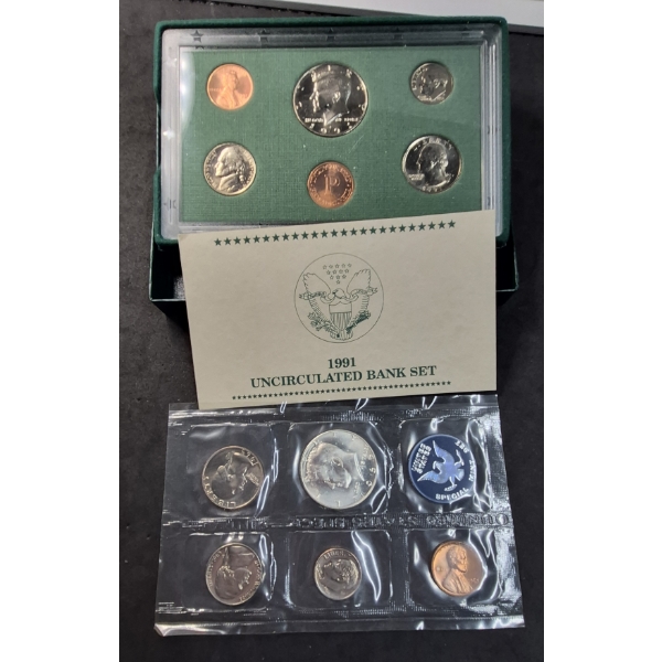 U.S. 40% SILVER COINS - 2 Pcs - 1965 U.S. PROOF SET 7 1981 BANK SET - SEE PICS FOR DETAILS