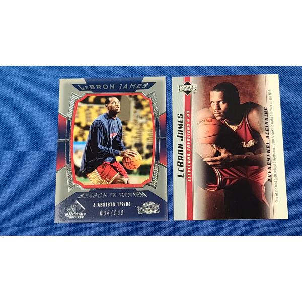 Upper Deck Lebron James '04 Season In Review Card & '03 Phenomenal Beginning High School Rookie Card
