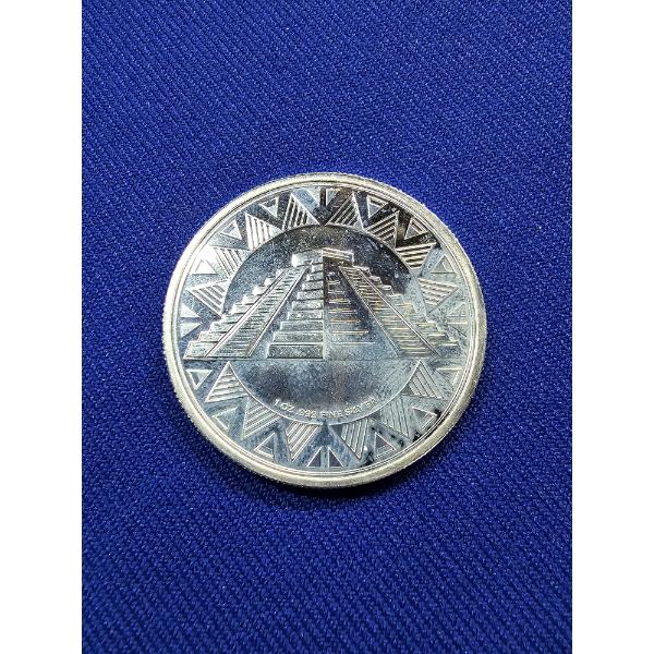 1 oz .999 Fine Silver Round - Aztec Coin ft. Aztec Calendar Stone and Aztec Pyramid