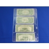 Image 4 : (2) U.S. $1 Silver Certificates 1957-A and 1957-B & (2) $5 Red Seal Notes: 1963 and 1953-C