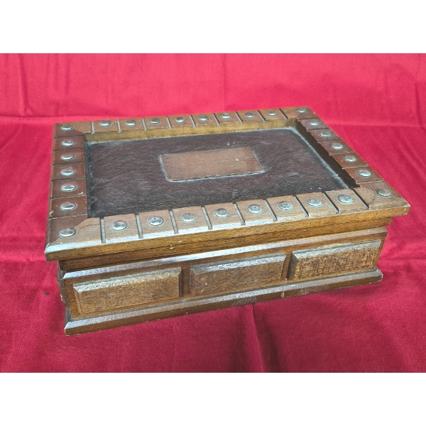 Vintage Wooden Jewelry Box With Masonic Pins & More - See Pics