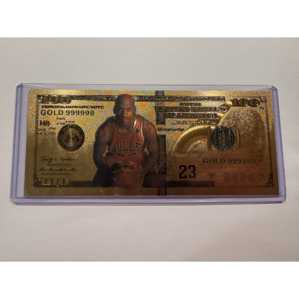 Michael Jordan Chicago Bulls Pure 24k .999 Gold Foil Note - In Mint Condition