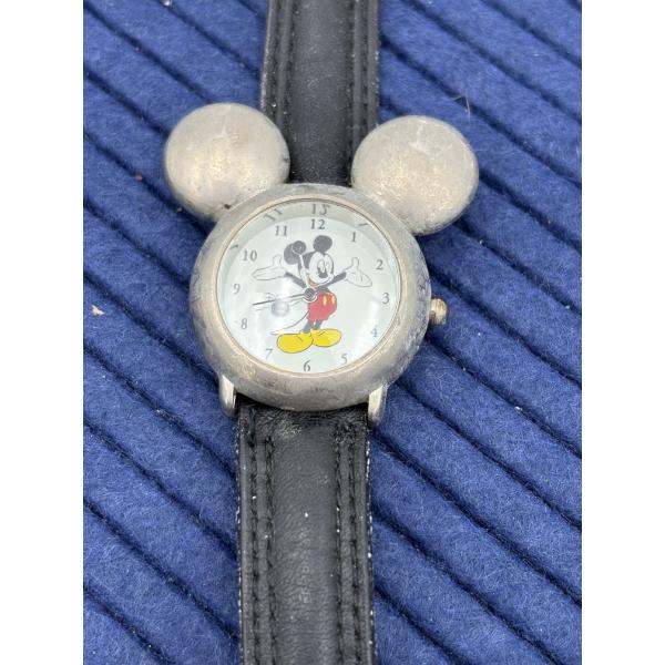 Mickey Mouse Watch with Ears - Stainless Steel Back - Bezel - Genuine Leather Band 