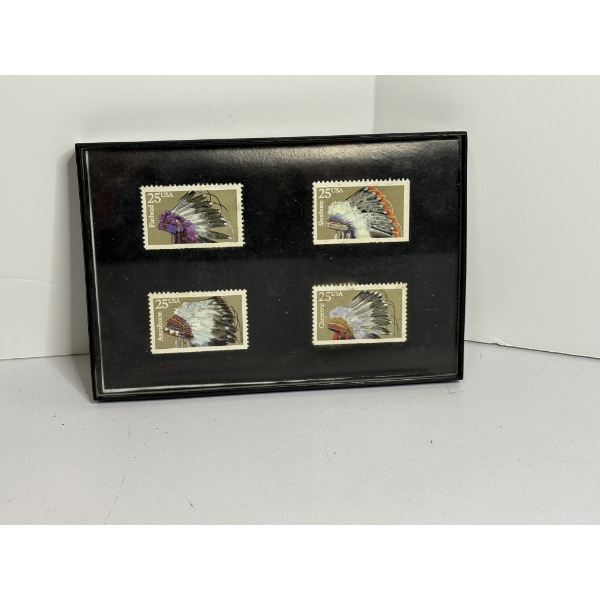Small Album of Headdress Stamps - 4 Total - Cheyenne - Shoshone - Assiniboine - Flathead