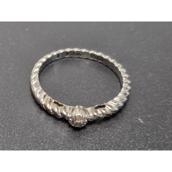Beautiful Vintage Victorian Edwardian Diamond 925 Sterling Twisted Ring, Inside Is Stamped With 'I L