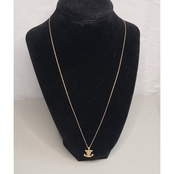 14K Gold Mariner’s Crucifix Pendant On 14K Gold 27" Dainty Twisted Rope Necklace - Weight: 2.4g