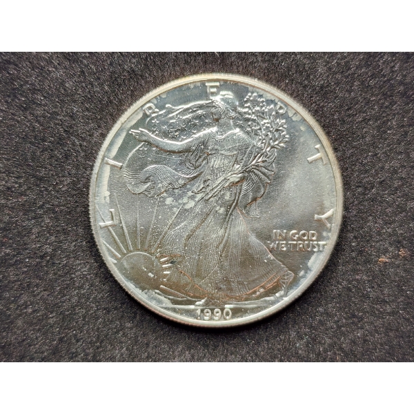 1990 American Eagle 1 Oz Fine Silver Dollar Bullion Round 