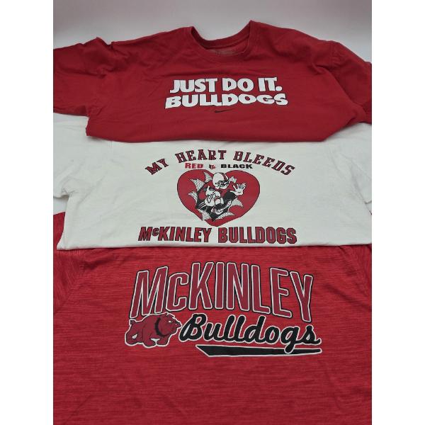 Three Size XL McKinley Bulldogs T-Shirts Including, Red Dry Fit Type, White, & Red Nike 