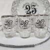 Image 2 : Nice, Never Used 25th Anniversary Plate & Glass Set Featuring Plate & Handle, 6 Glasses & Pitcher