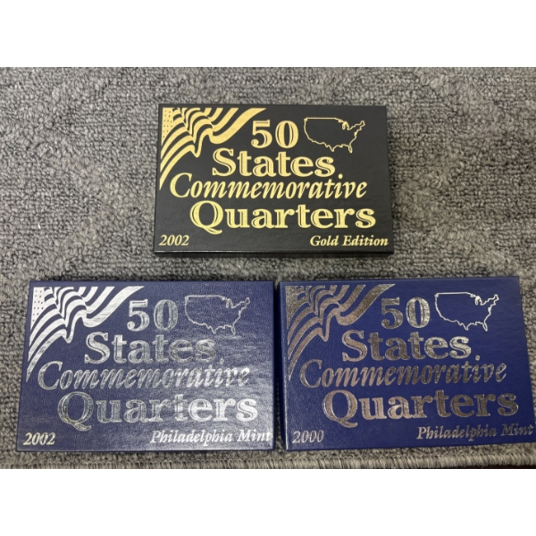 Three 50 States Commemorative Quarter sets released by the U.S. Mint