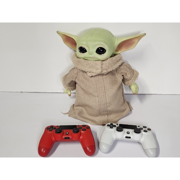 Star Wars Baby Yoda Plush & (2) DualShock 4 Wireless PlayStation Controllers