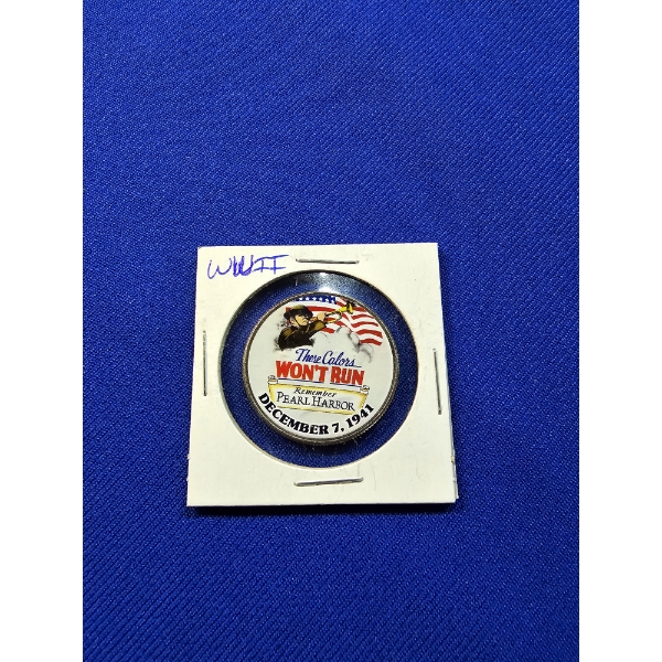 Colorized Kennedy Half Dollar "These Colors Won't Run" - Remembering Pearl Harbor