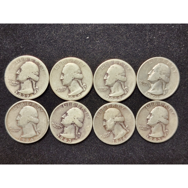 $2 Face Value in Assorted 90% Silver Washington Head Quarters