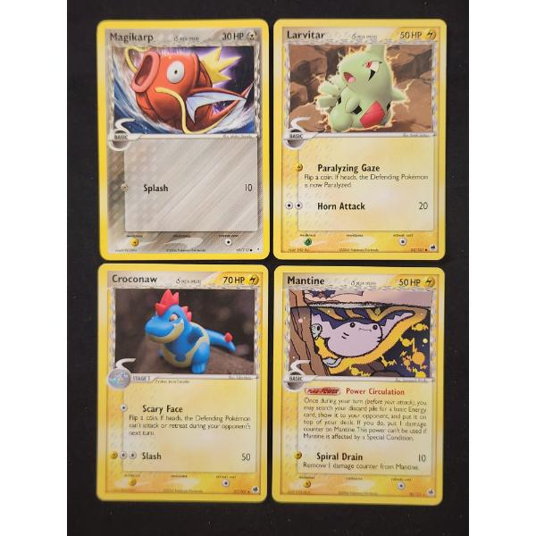 Lot of Four Assorted Vintage Delta Species Pokemon Trading Cards