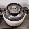 Image 4 : Two Vintage Stoneware Crocks or Bean Pots Each With Two Handles & A Lid ~ 3 Quart & Likely 5 Quart