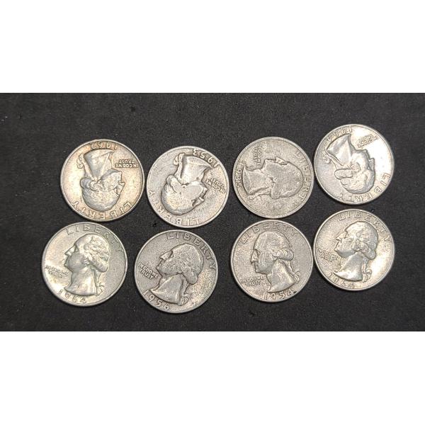 Assorted Years/Mint Marks Washington 90% Silver Quarters - Face Value: $2.00