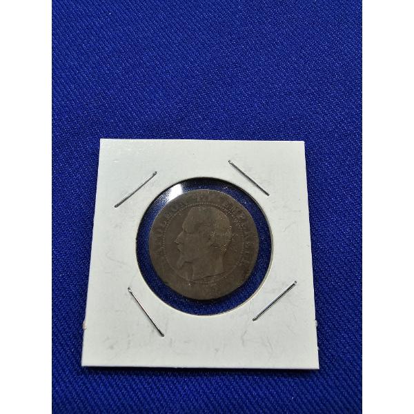 1853- W France Centimes Bronze Coin ft. Napoleon III
