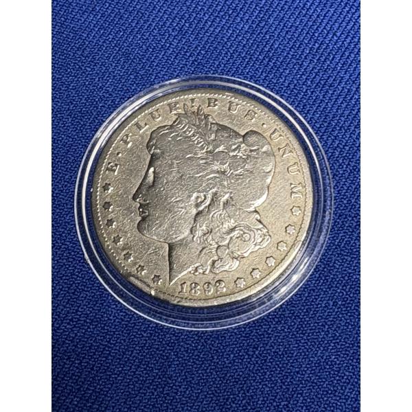 90% Silver - 1892 Carson City Morgan Silver Dollar - Mintage 1,325,000 - In Clear Casing
