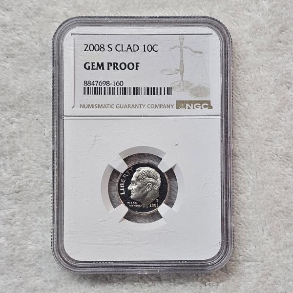 NGC Gem Proof 2008 S Clad 10C Roosevelt Dime