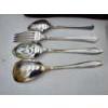 Image 12 : Nice Assortment of Silver-Plated Flatware, Heart-Shaped Goblets, in Wooden Holder ~ 5lbs