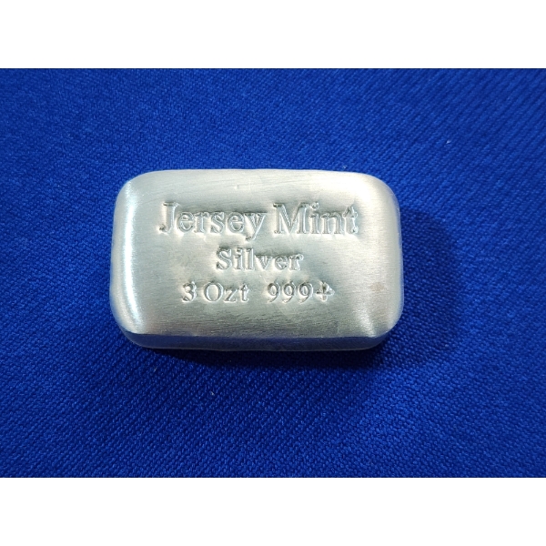 Jersey Mint Silver 3 Troy Ounce .999 Fine Silver Bar