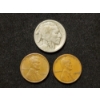 Image 1 : Three Assorted Collectible United States Coins - Two Wheat Pennies & A Buffalo Nickel
