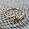 Image 1 : 10K Yellow Gold Ring Ft Two Small Diamonds & Nice Green Center Stone ~ Size 4 ~ Weighs 0.8 Grams