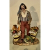 Image 1 : European Merchant Peasant Figure In Terracotta Ceramic - Italy  10" by 7"  Mint With Label