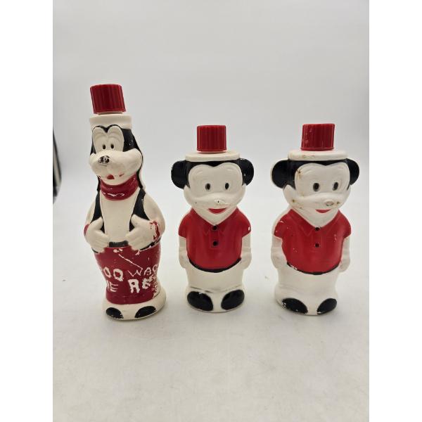 Lot of (3) Vintage Mickey Mouse Soaky Bottles