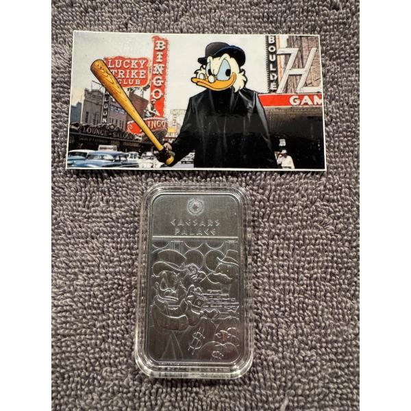 Limited Edition Scrooge McDuck & Monopoly Man .999 Fine Silver One Oz Bar