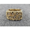 Image 1 : Vintage 14k Yellow Gold Ring Featuring a Cluster of Diamonds in Textured Nugget-Style Setting (8.8g)