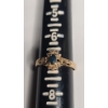 Image 7 : 14K Yellow Gold Women's Ring With Blue Sapphire & Diamonds - Size 7 - Weight: 2.2g