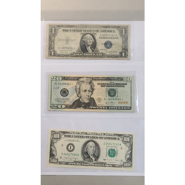 Assorted United States Currency Including Series 1935 G $1 Silver Certificate - Face Value: $121.00
