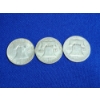 Image 2 : Lot of (3) U.S. Franklin 90% Silver Half Dollars - Years 1951, 19571 1960