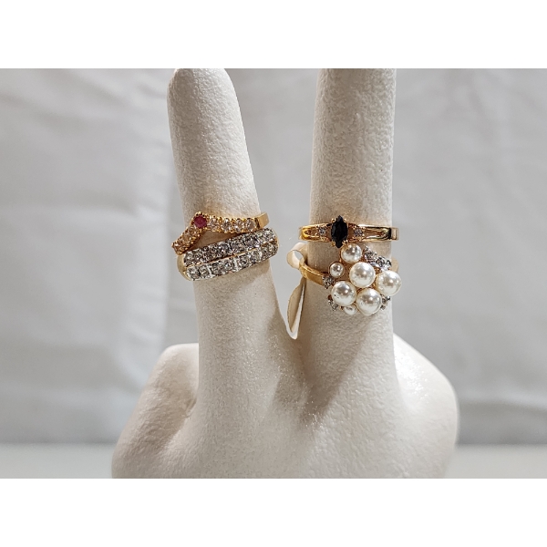 4 Rings: Including Genuine Ruby, Genuine Sapphire, Pearlized Cluster, Australian Crystal