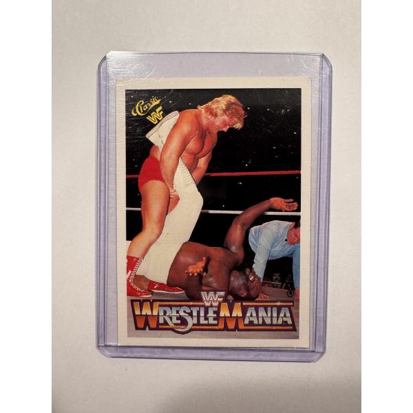 1990 Wrestle Mania "The Hammer" Valentine Beats Junk Yard Dog Wrestling Card - Mint Condition