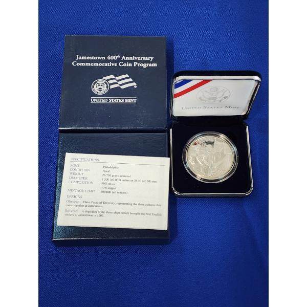 2007 Jamestown 400th Anniversary Commemorative Uncirculated Silver Dollar - 90% Silver