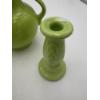 Image 2 : Fiesta Ware Green Glass Items - 3 Items & Candle Sticks (2) 