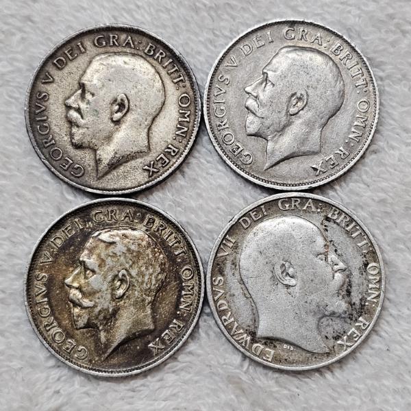 British 92.5% Sterling Silver Half Crowns from the early 20th century