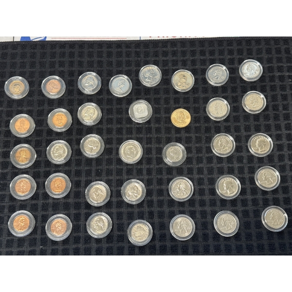 	Unique Coin Collection Of Various Sizes And Face Values, 36 Coins - Mint Condition