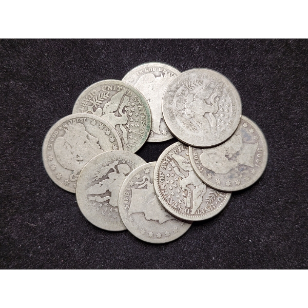 $2.00 Face Value in 90% Silver Barber Quarter Dollars - Assorted Conditions!