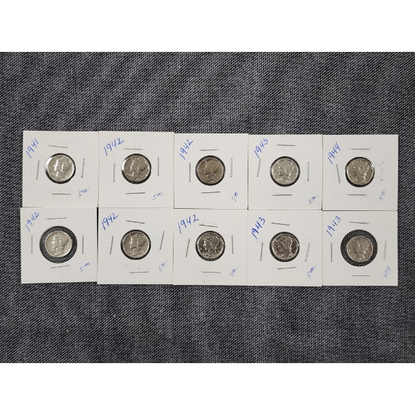$1.00 Face Value in BEAUTIFUL 90% Silver United States Dimes 