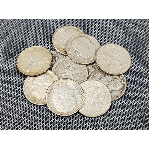 $1.00 Face Value in Assorted 90% Silver United States Dimes 