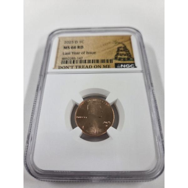 2025 - D UNITED STATES LINCOLN 1 CENT PENNY - LAST YEAR OF ISSUE - NGC MS 66 RED