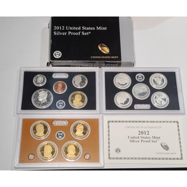 2012-S United States Mint Silver Proof Coin Set Featuring 90% Silver Kennedy Half Dollar