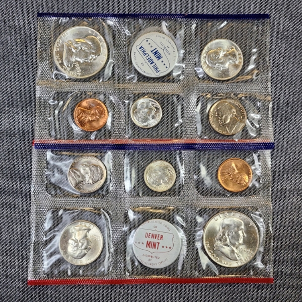 1959 United States Mint Silver Uncirculated Coin Set Ft. Many 90% Silver Coins ~ ASW: 1.23 Troy Oz