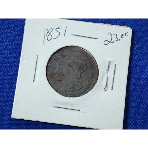 1851 United States Braided Hair Large Cent