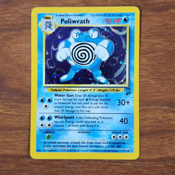 Poliwrath 15/130 Holo Rare Vintage Base Set 2 Pokemon Trading Card ~ NM/LP Condition!