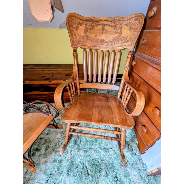 Classic Great Condition Wooden Rocking Chair 2ft wide With A 17" Seat Height & Is 40" Tall